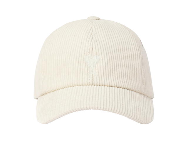 Ami Paris Ami De Coeur Embroidery Cap In Cotton Corduroy Velvet Off-White - view 1