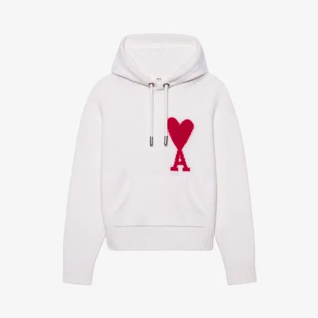 Ami Paris AMI de Coeur Oversize Intarsia Hoodie White - 22SS - view 2