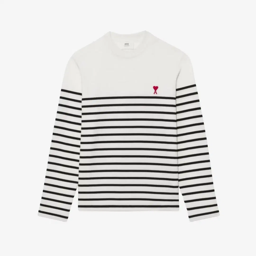 Ami Paris Ami de Coeur Striped LS T-Shirt White Black