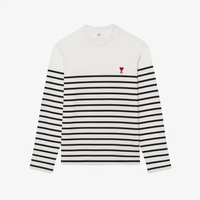 Ami Paris Ami de Coeur Striped LS T-Shirt White Black - view 1