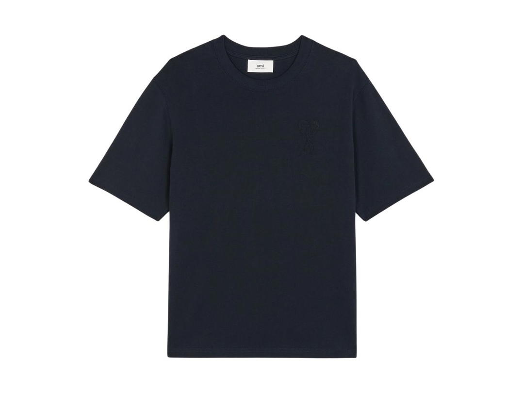 Ami Paris Ami De Coeur T-Shirt In Organic Cotton Jersey Navy