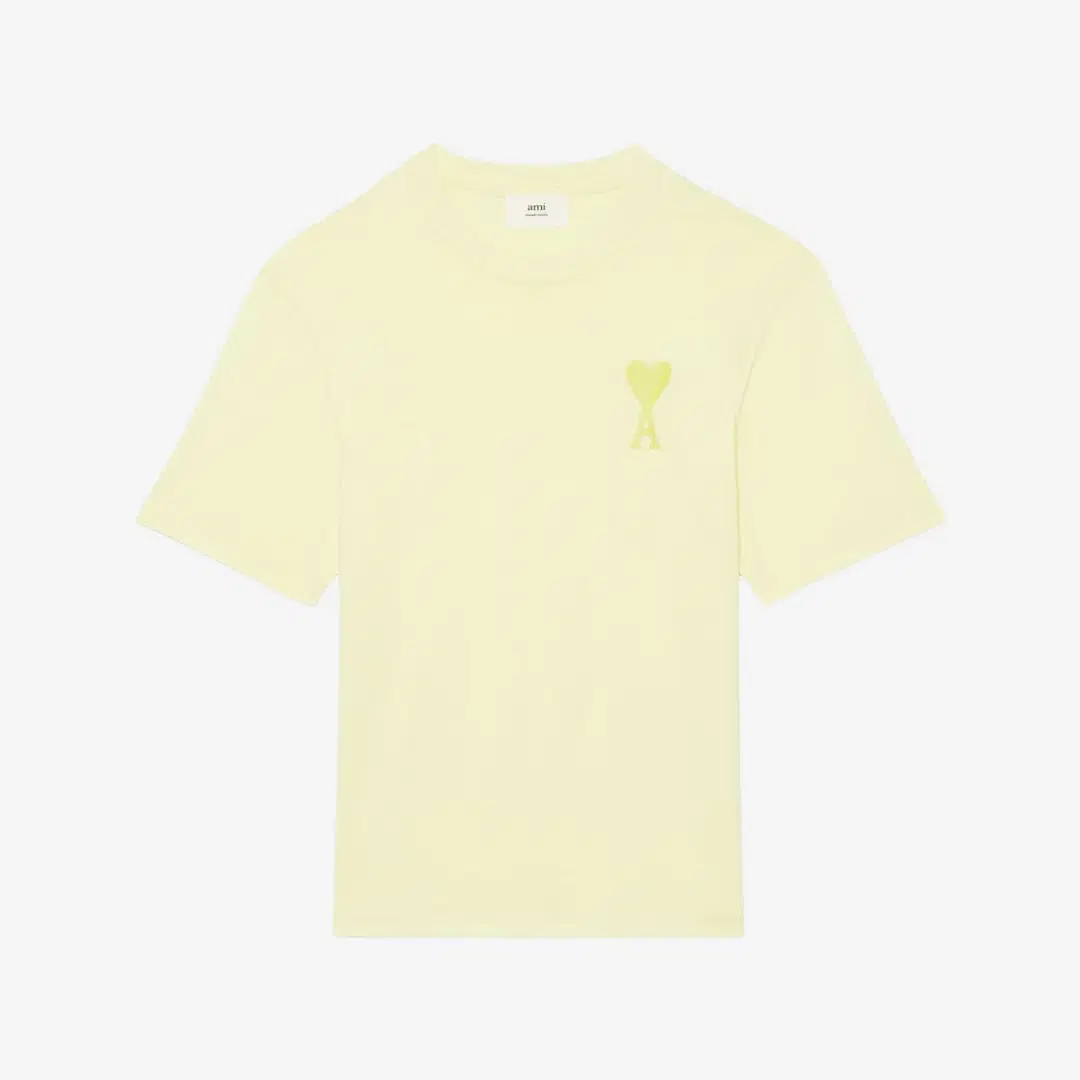 Ami Paris AMI de Coeur Tone-On-Tone T-Shirt Pale Yellow - 22SS
