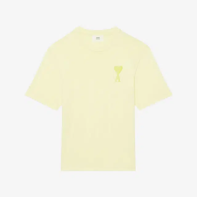 Ami Paris AMI de Coeur Tone-On-Tone T-Shirt Pale Yellow - 22SS - view 2