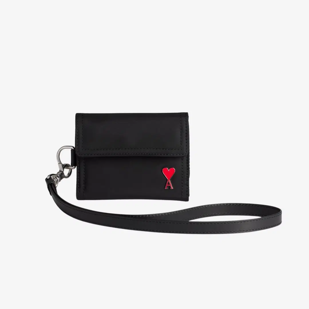 Ami Paris AMI de Coeur Velcro Wallet in Nylon Black