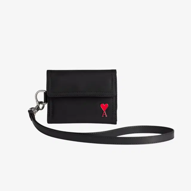 Ami Paris AMI de Coeur Velcro Wallet in Nylon Black - view 2