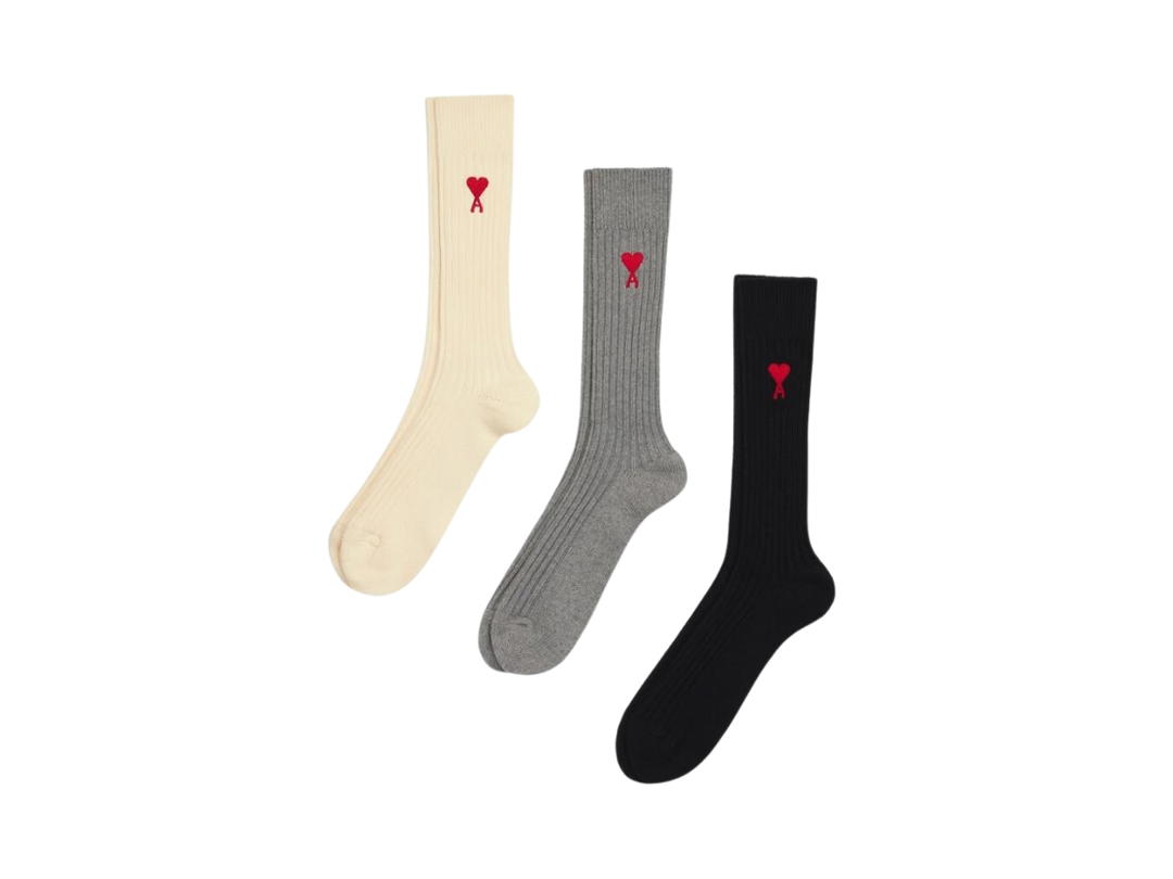 Ami Paris Ami De Coeurs Socks 3 Pack