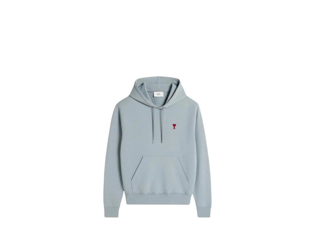 Ami Paris Ami Paris De Coeur-Embroidered Hoodie Clay Blue