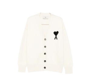 Buy Ami Paris De Coeur Monogram Wool Cardigan White at Sasom – Authentic and Ready to Ship