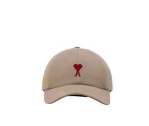 Buy Ami Paris Red Ami De Coeur Embroidery Cap Light Taupe at Sasom – Authentic and Ready to Ship