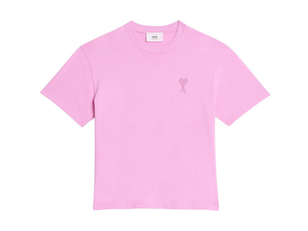 Ami Paris Ami Paris De Coeur T-Shirt In Organic Cotton Jersey Candy Pink