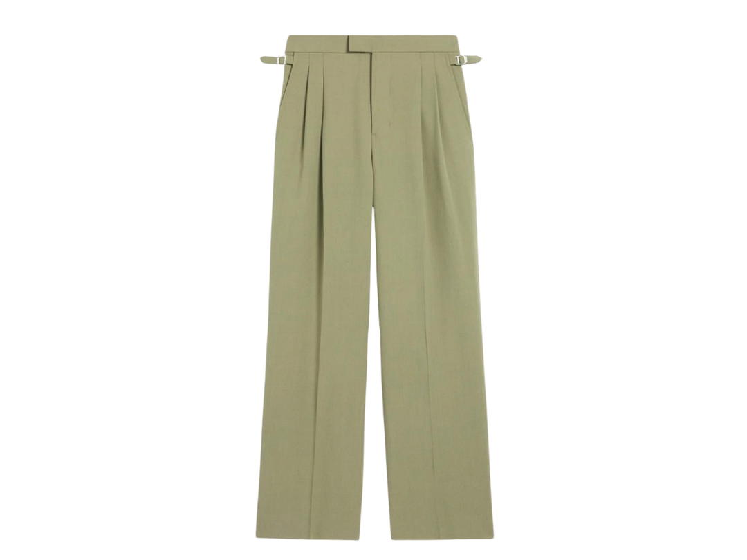 Ami Paris Ami Paris Large Fit Trousers Wide Fit In Wool And Viscose Twill Olive