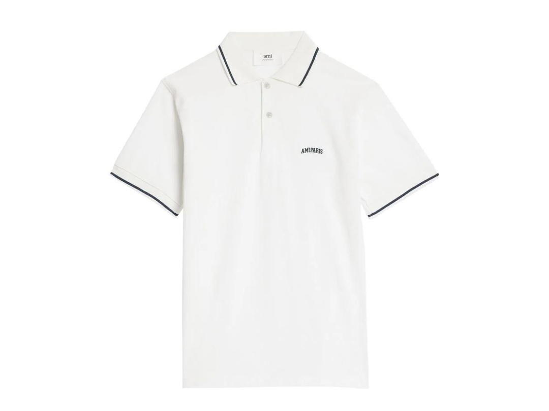 Ami Paris Ami Paris Logo-Embroidered Polo Shirt White
