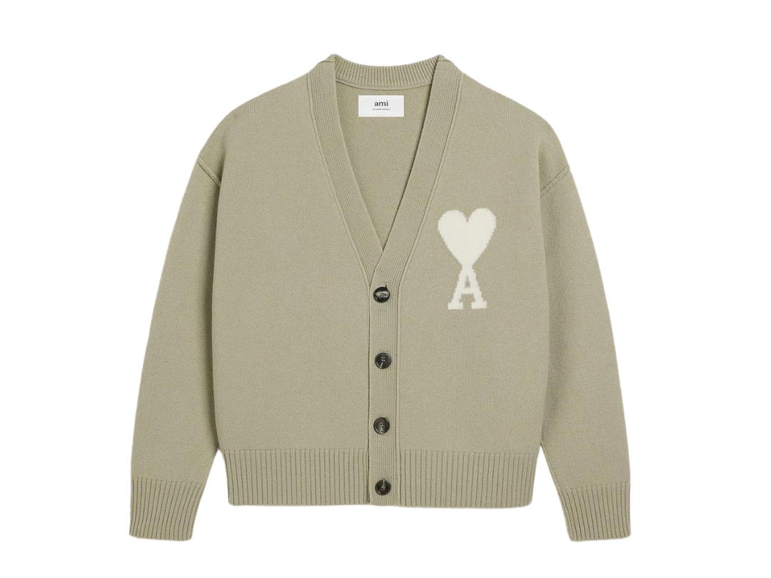 Ami Paris Ami Paris Off White Ami de Coeur Cardigan Sage