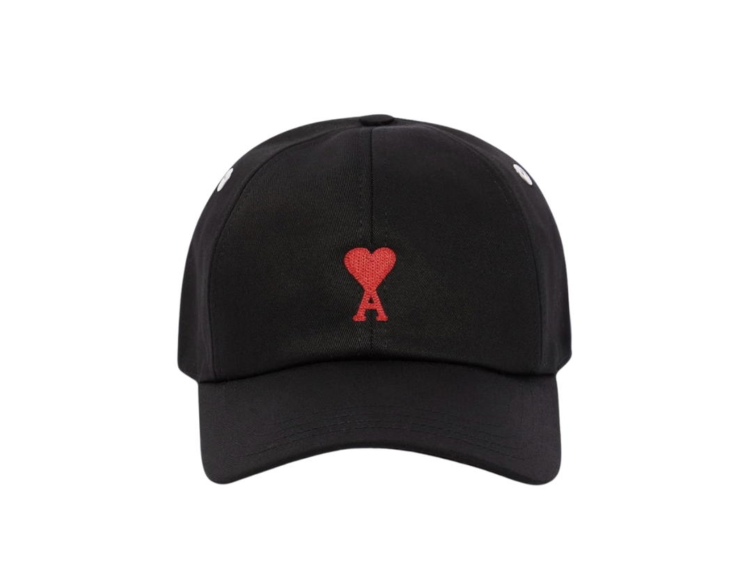 Ami Paris Ami Paris Red Ami De Coeur Embroidery Cap Black