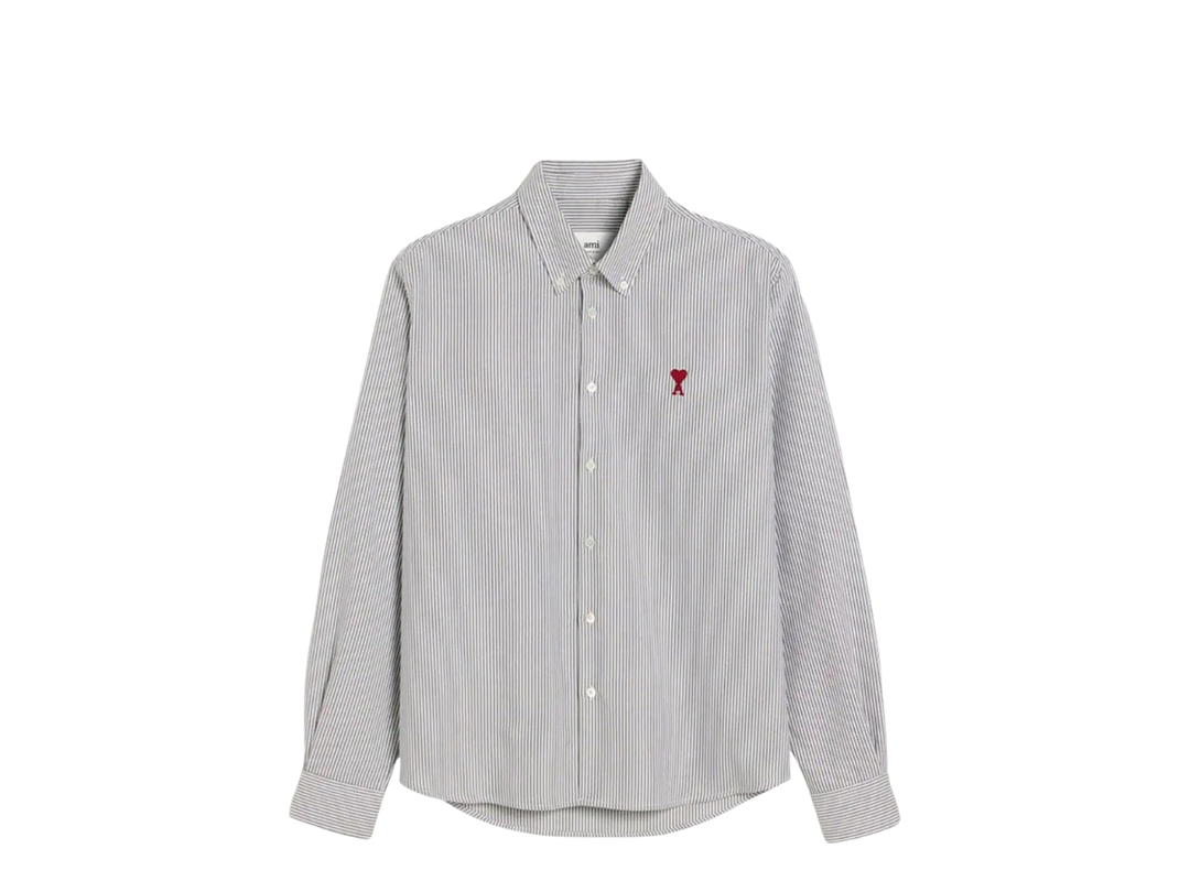Ami Paris Ami Paris striped Ami de Coeur cotton shirt black