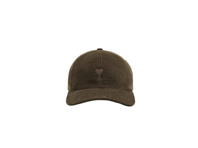 Ami Paris Ami Paris Tonal Ami De Coeur Embroidery Cap In Cotton Curduroy Velvet Dark Coffee - view 2