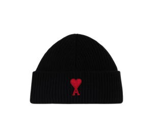 Ami Paris AMI Red Ami De Coeur Beanie Black Red