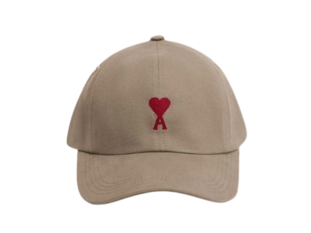 Ami Paris AMI Red Ami De Coeur Embroidery Cap Clay