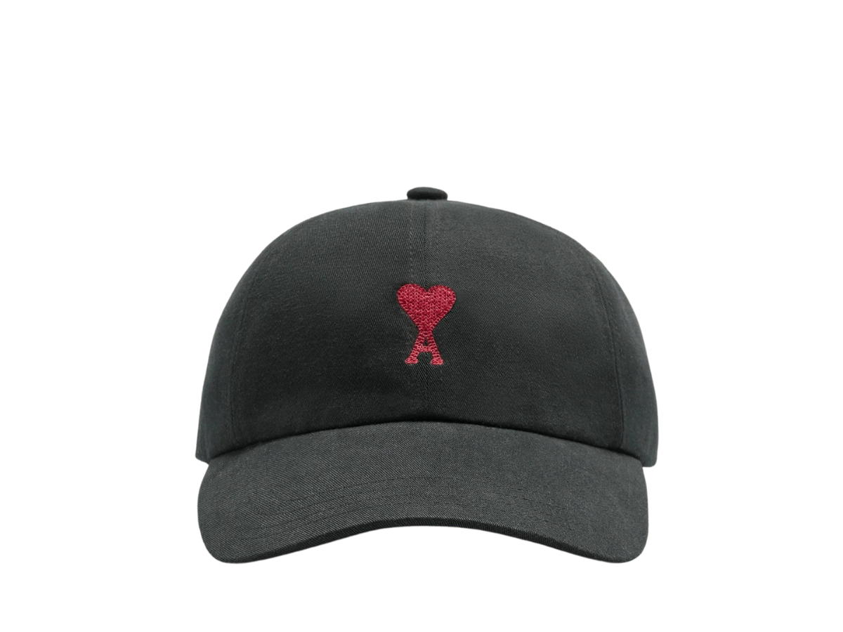 Ami Paris Ami Red De Coeur Embroidery Cap Black