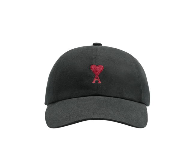 Ami Paris Ami Red De Coeur Embroidery Cap Black - view 1