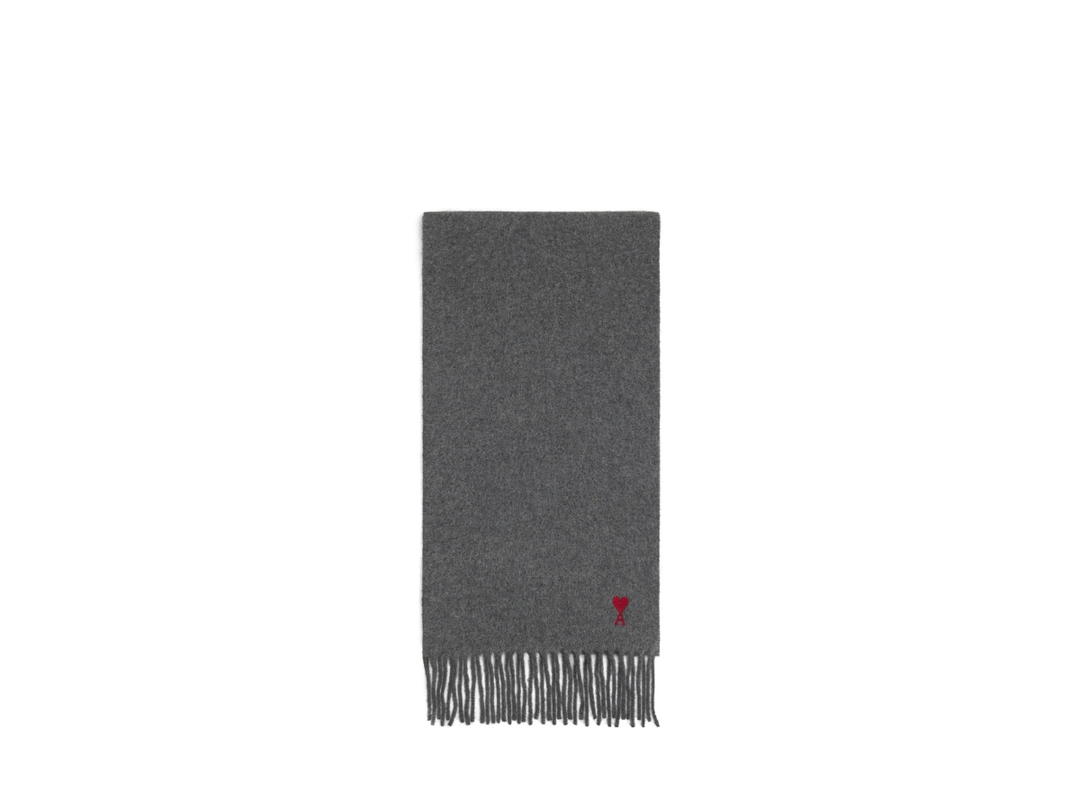 Ami Paris Ami Paris Embroidered Scarf Dark Grey