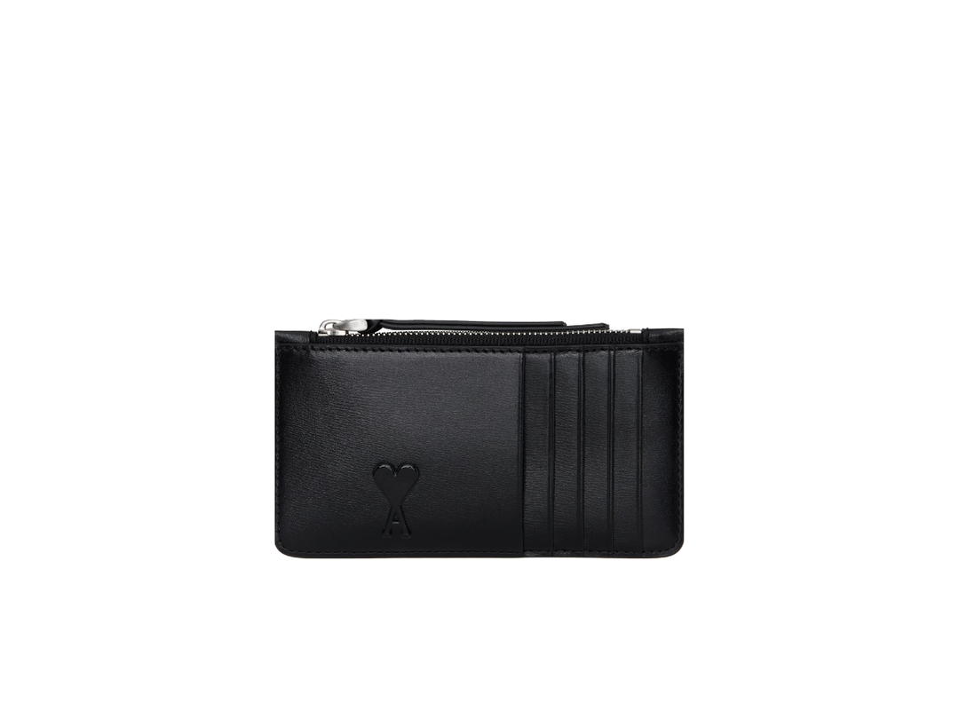 Ami Paris Ami Paris Leather Zipped Card Holder Black