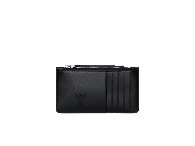 Ami Paris Ami Paris Leather Zipped Card Holder Black - view 1