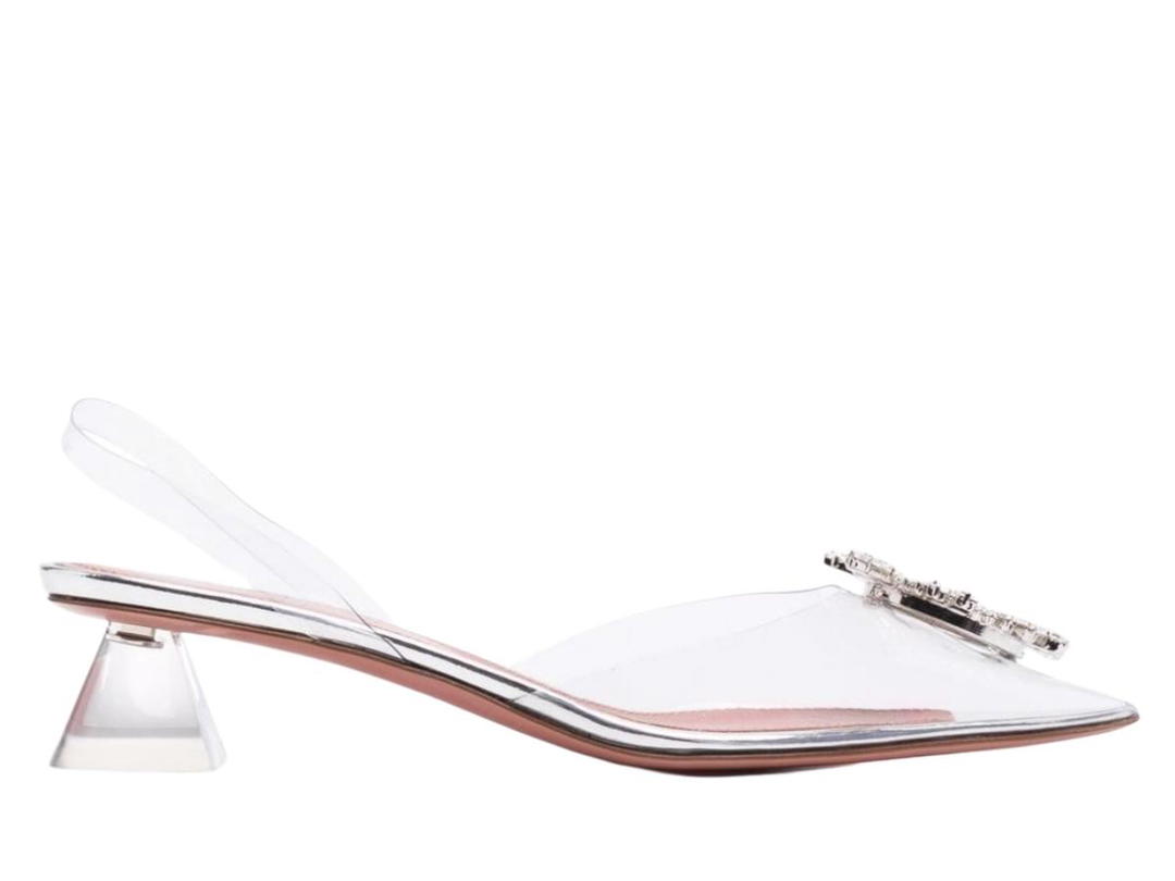 Amina Muaddi Amina Muaddi Begum Glass 40 Transparent PVC & Silver Mirror