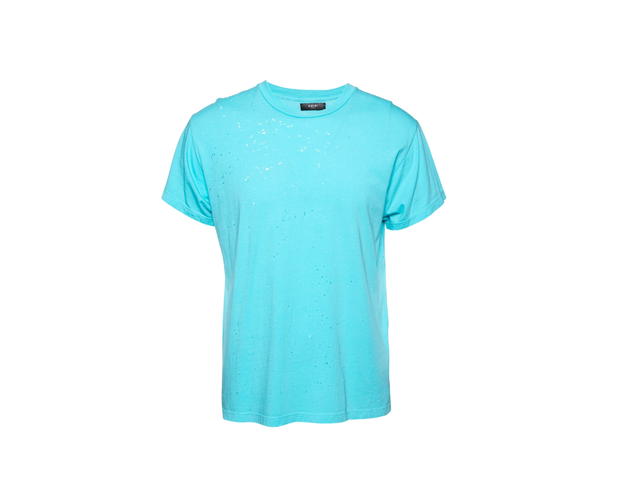 AMIRI Amir Jersey Distressed Crew Neck T-Shirt Blue - view 1