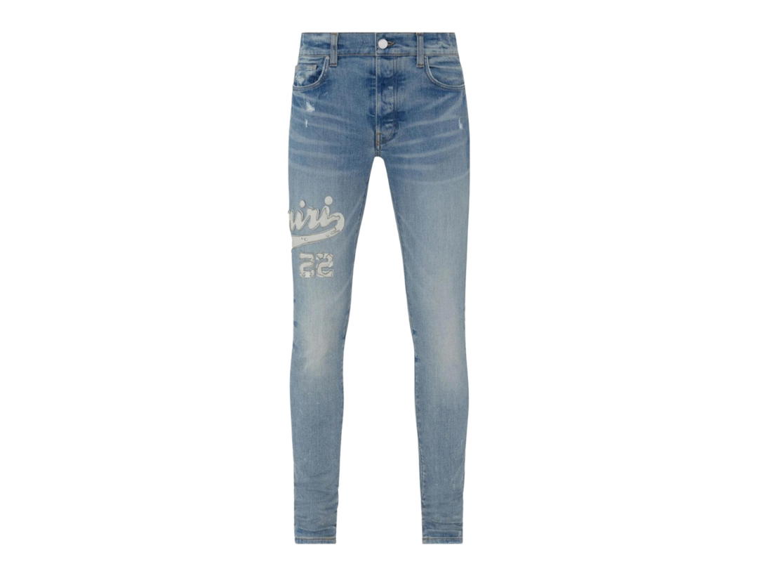 AMIRI AMIRI Varsity Logo Appliqué Skinny Jeans Blue