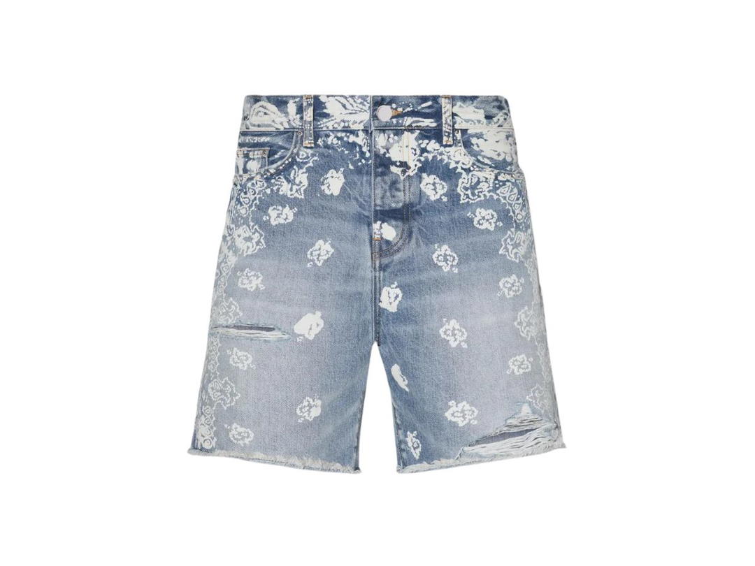 AMIRI AMIRI Bleach Bandana Denim Short Clay Indigo