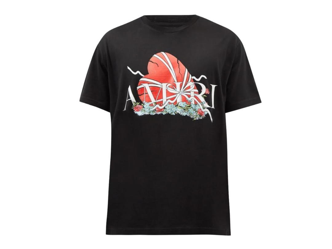 AMIRI AMIRI Broken heart logo-print cotton-jersey T-shirt Black