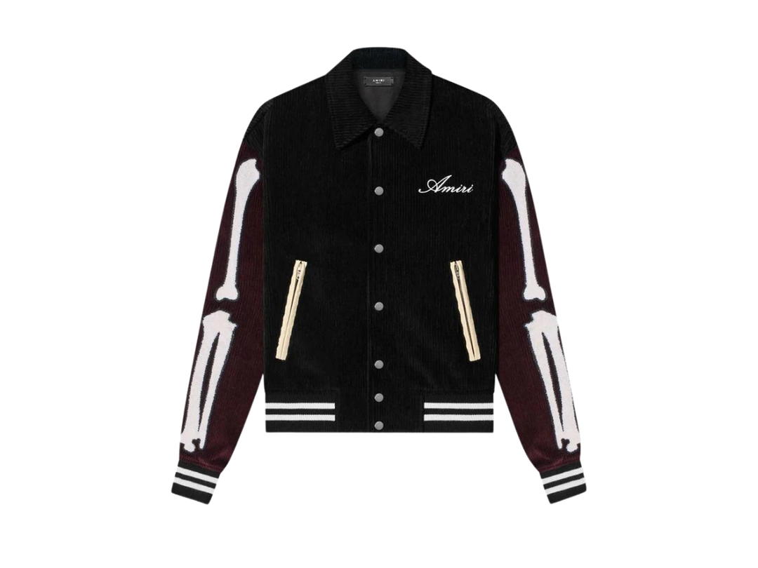 AMIRI AMIRI Corduroy Bones Varsity Jacket Black-Burgundy