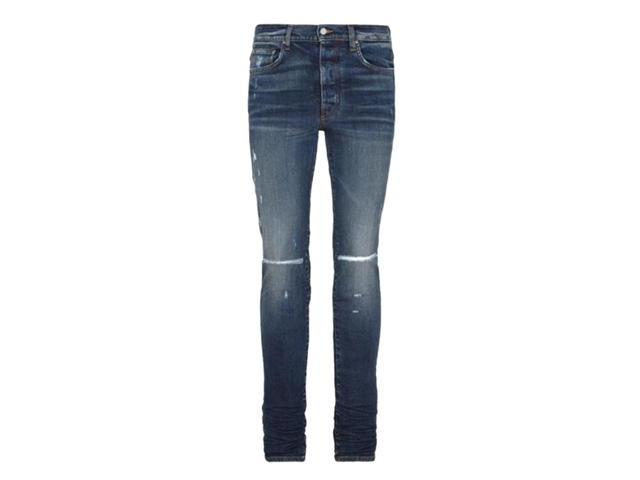AMIRI AMIRI Faded Distressed Skinny Jeans Deep Classic Indigo - view 1