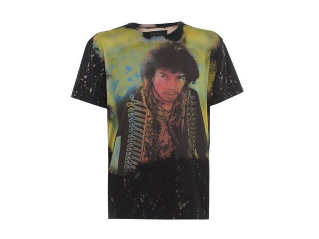 AMIRI AMIRI JIMI HENDRIX BLEACHED T SHIRT - BLACK/MULTI