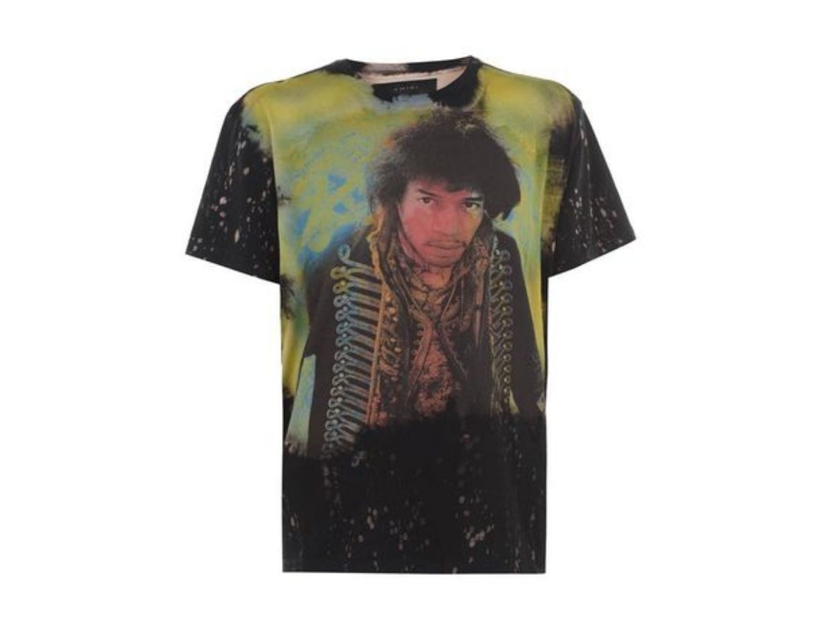 AMIRI AMIRI JIMI HENDRIX BLEACHED T SHIRT - BLACK/MULTI