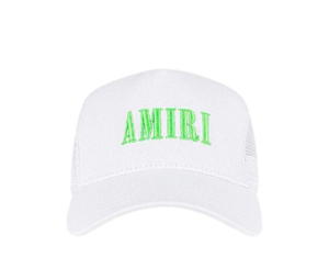Buy AMIRI Logo Embroidered Trucker Cap White Lime at Sasom – Authentic and Ready to Ship