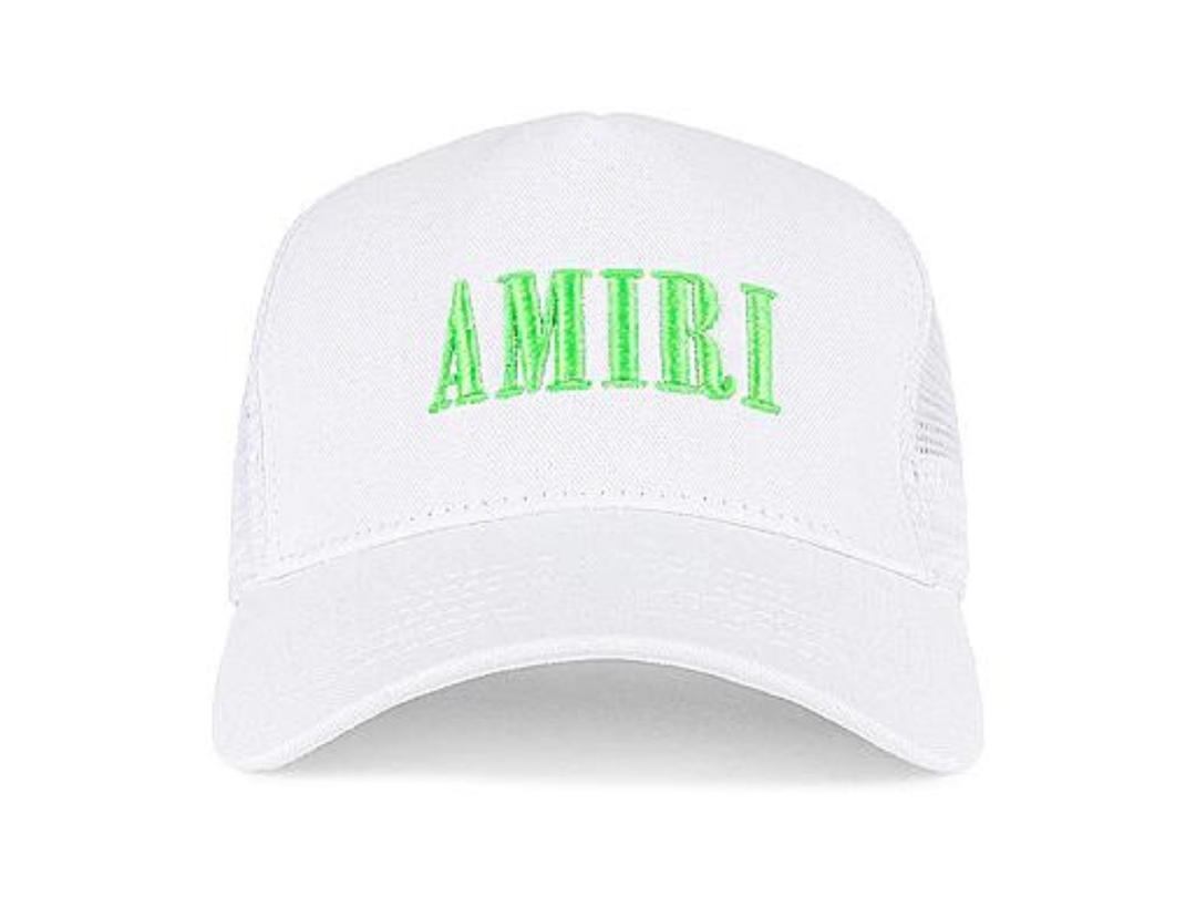AMIRI AMIRI Logo Embroidered Trucker Cap White Lime