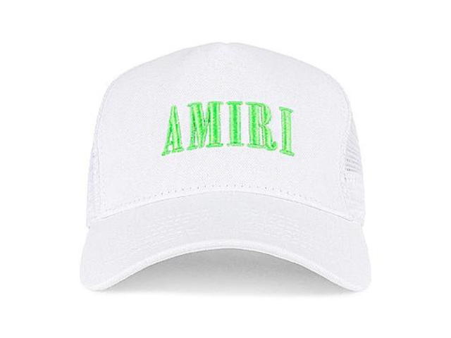 AMIRI AMIRI Logo Embroidered Trucker Cap White Lime - view 1