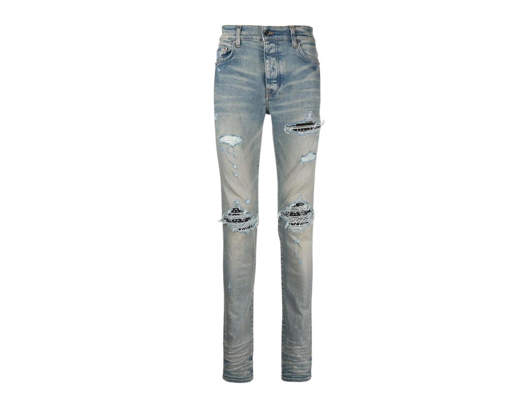 AMIRI AMIRI MX1 Ripped Skinny Jeans Light Blue