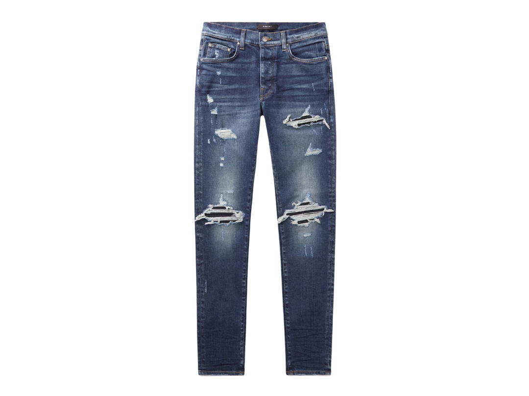 AMIRI AMIRI MX1 Skinny-Fit Leather-Panelled Distressed Jeans
