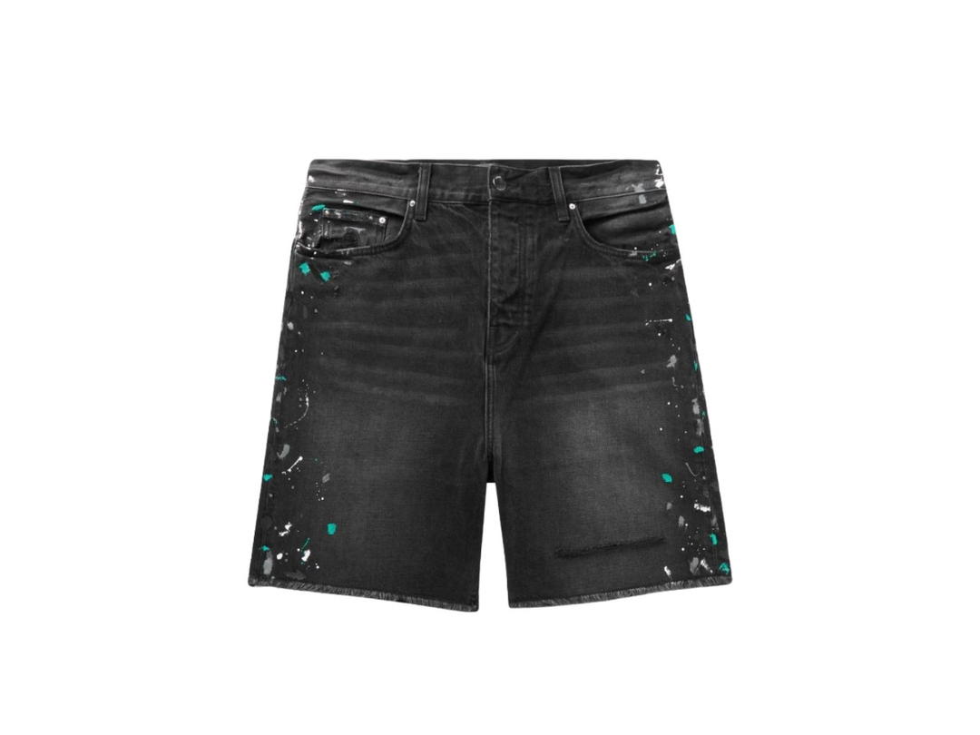 AMIRI AMIRI Paint-Splattered Distressed Denim Shorts Men Black