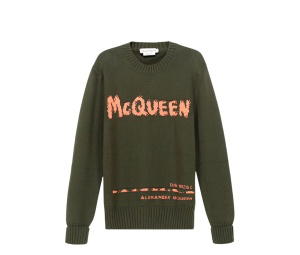 Buy Alexander McQueen Logo Crewneck Knit Sweater Military Green at Sasom – Authentic and Ready to Ship