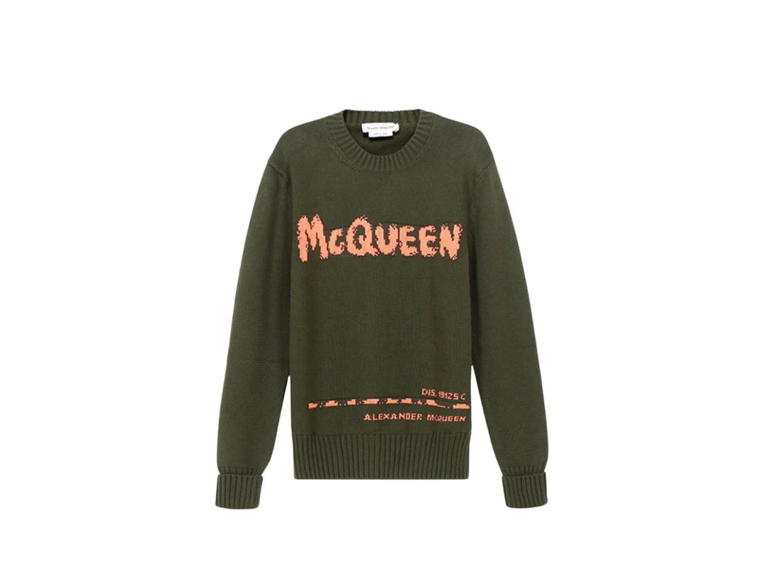 Alexander McQueen Alexander McQueen Logo Crewneck Knit Sweater Military Green