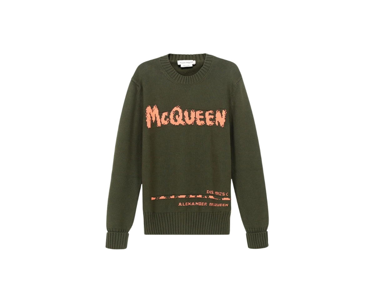 Alexander McQueen Alexander McQueen Logo Crewneck Knit Sweater Military Green