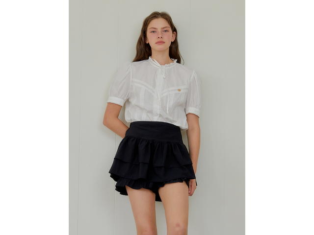 ANOETIC ANOETIC Frill Chiffon Skirt Black - view 4