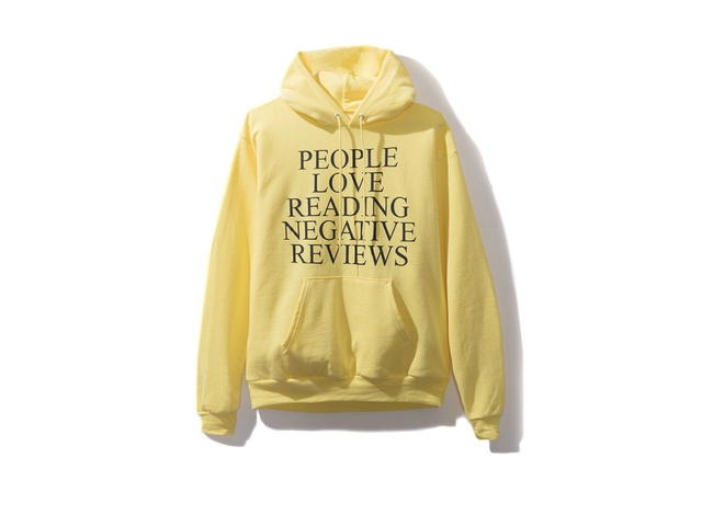 Anti Social Social Club Anti Social Social Club "People Love Reading Negative Reviews Hoodie" (Yellow) - view 2