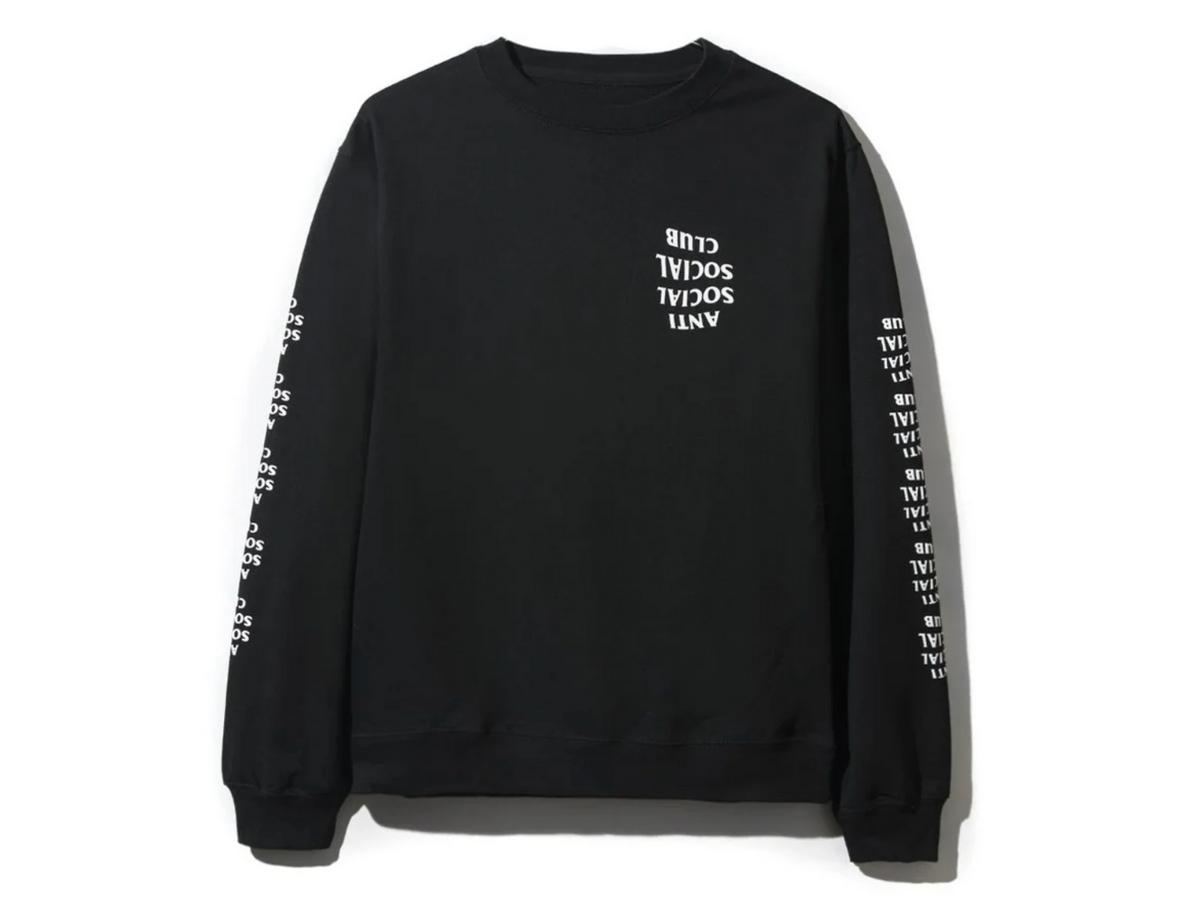 Anti Social Social Club Anti Social Social Club Logo Upside Down Text Long Sleeve Tee Black