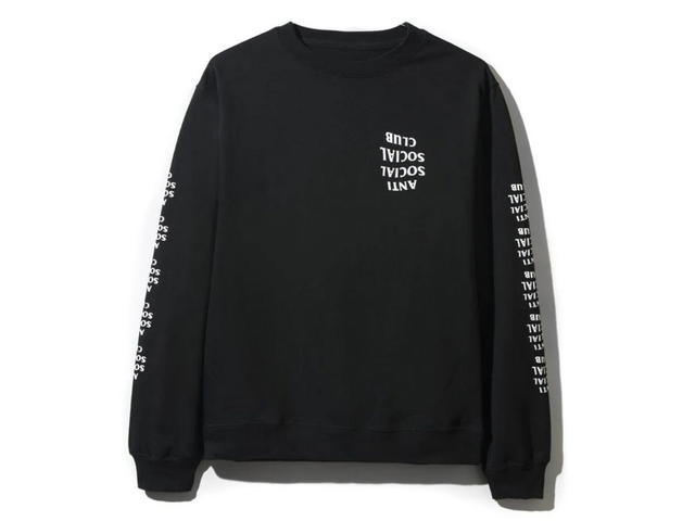 Anti Social Social Club Anti Social Social Club Logo Upside Down Text Long Sleeve Tee Black - view 1