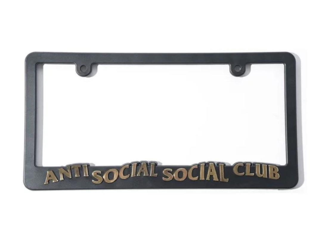 Anti Social Social Club Anti Social Social Club Motorsports License Plate Frame Black-Gold